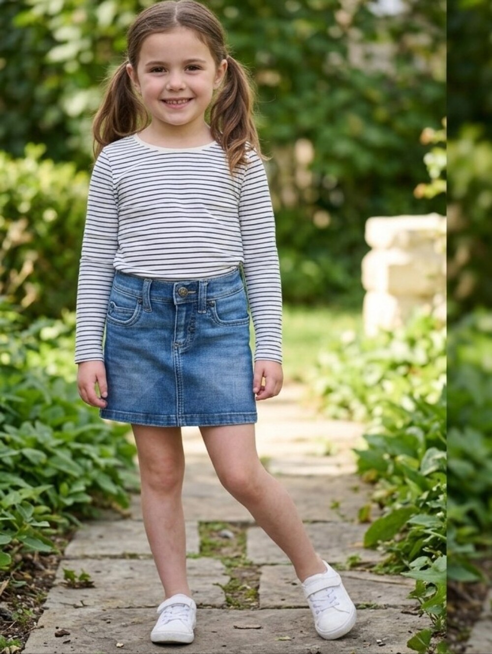 Wrangler Girls' Blue Denim Mini Skirt - Classic A-Line